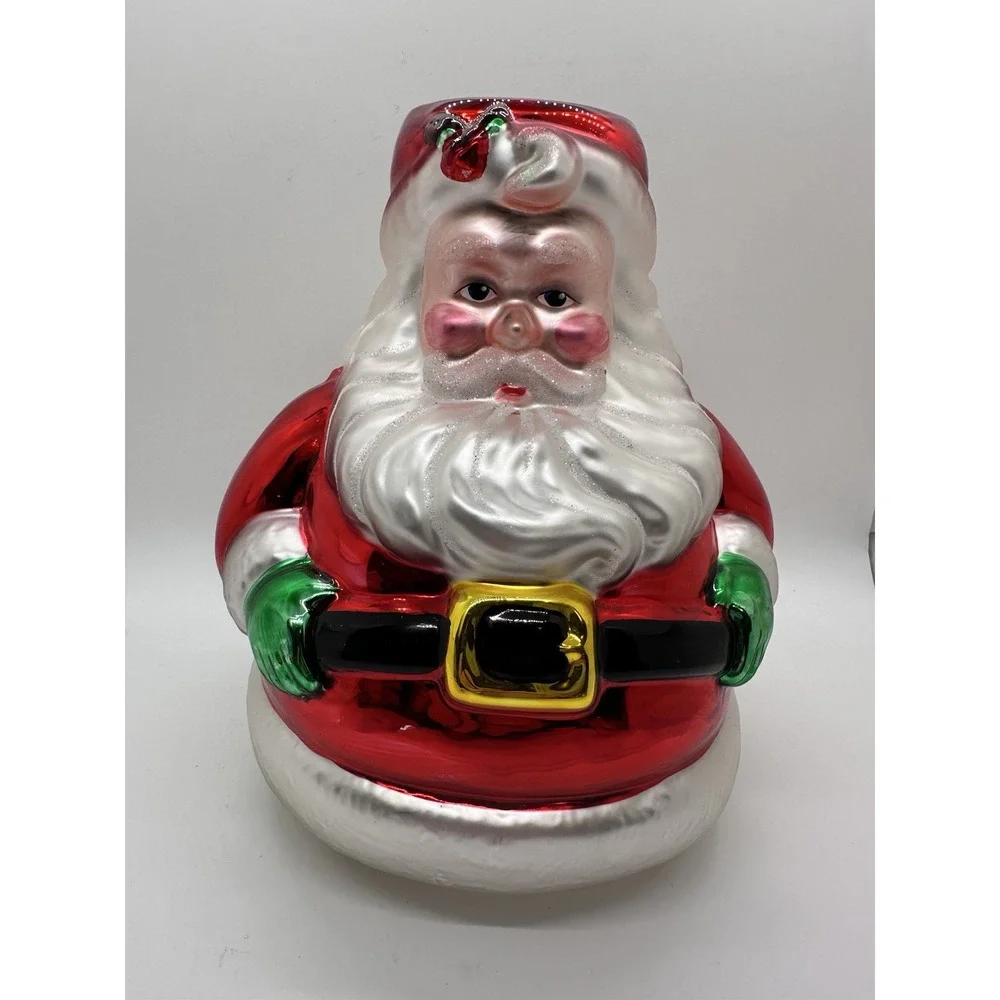 Dept 56 Handblown Mercury Glass Santa‎ Candle Holder Two Sided 7.5